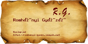 Romhányi Győző névjegykártya